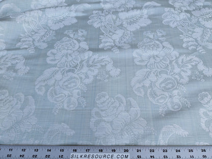 17x17" Sample Scalamandre Uppsala White On Gustavian Blue Green Silk Damask MSRP USD 588/y