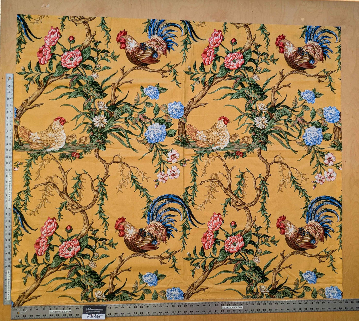 Special Order By Yard Scalamandre Chanticleer Mustard Cotton Yellow Rooster Chicken Country Bird Animal Botanical Foliage MSRP USD 836/y