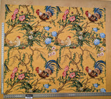 Special Order By Yard Scalamandre Chanticleer Mustard Cotton Yellow Rooster Chicken Country Bird Animal Botanical Foliage MSRP USD 836/y