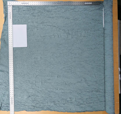 Designer Crinkled Silk Metallic Solid Fabric - Teal Blue - By The Yard