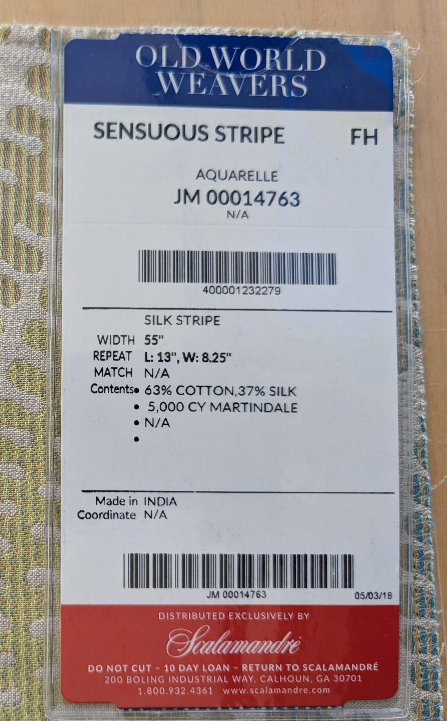 74 EV50 27" x 26"Scalamandre Fonthill Square Silk Sensuous Stripe Aquarelle Ombre Green Blue MSRP USD 356/y