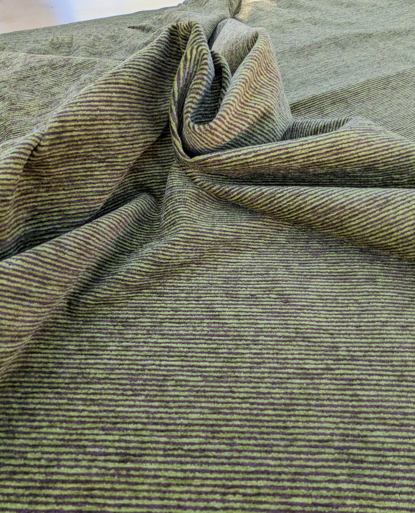 34 EV35 Length 2.5y Lelievre Filao Mousse Green Brown Chenille Plain Stripe MSRP USD300+/y