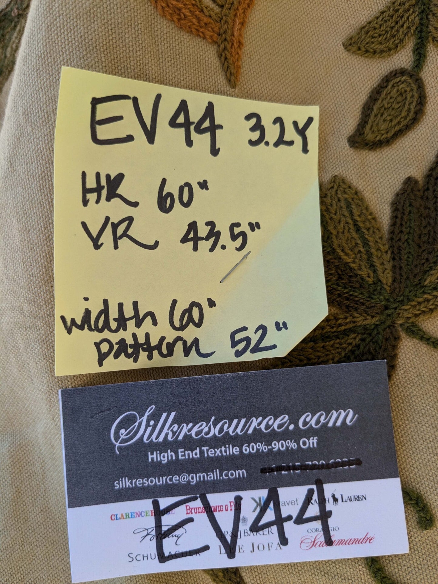 11 EV44 3.2yd x 52"w Scalamandre Old World Weavers Floribunda on Vintage Floral Botanical Tree Foliage Brown Green Red on Vintage Beige Embroidery Historical