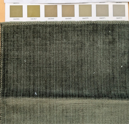 Scalamandre Strie Amboise Olive Green Velvet Cotton Old World Weavers Cotton Velvet MSRP USD 208/Yd