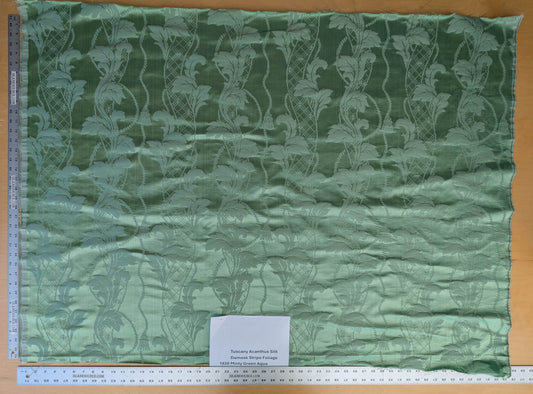 By yard Tuscany Acanthus Silk Damask Stripe Foliage Minty Green MSRP USD 356/yard