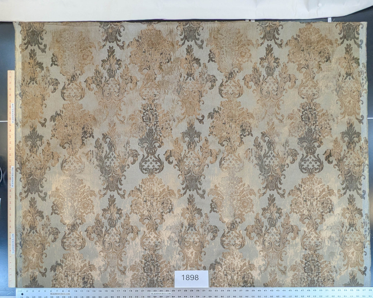 Venice Deep Silver Beige  Velvet Printed Renaissance Damask Radiance - By The Yard - Special Order