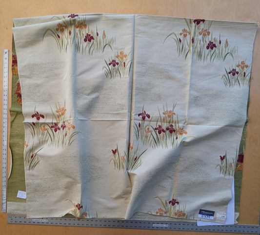 12 EV39 2.5y Scalamandre Colony Arancio Bordeaux Floral Botanical Orange Red Flower on Cream White