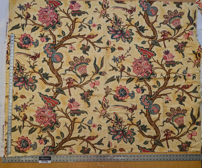 14 EV36 Scalamandre  1.3y x 59"wide Pomegranate Tree Of Life Foliage Jacobean Garden Print Fabric Gold