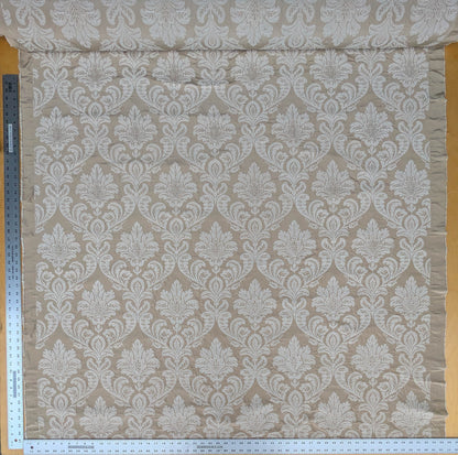 Lovelace Embroidery Renaissance Damask Silk Faille Fabric - Flax Cream - By The Yard