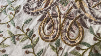 Scalamandre Magnificent Durjaya Crewel Paisley Green  Bty MSRP 468/Y