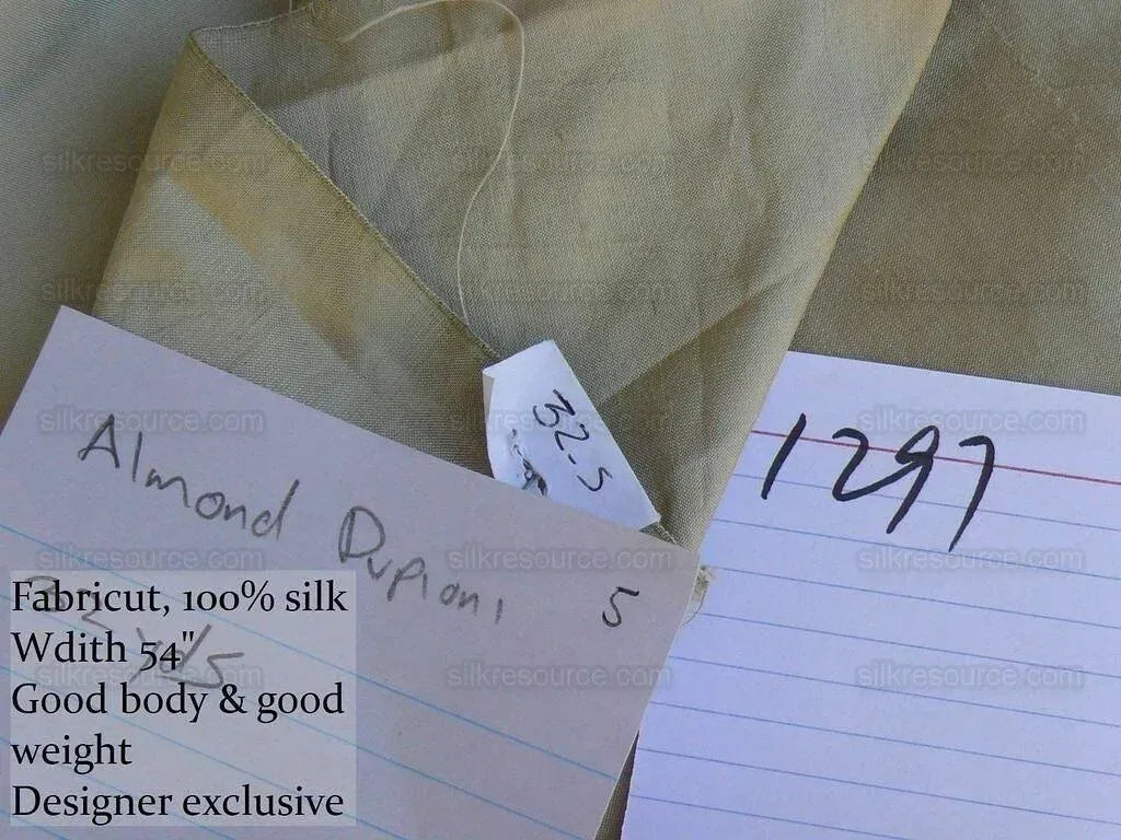 By Yd Fabricut 100% Silk Dupioni Almond Ashy Beige #1297