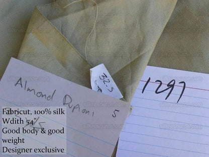 By Yd Fabricut 100% Silk Dupioni Almond Ashy Beige #1297