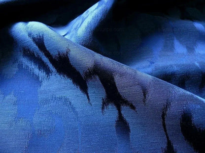 Hi END DESIGNER SILK & LINEN Manchuria Midnight BLUE DAMASK#1479