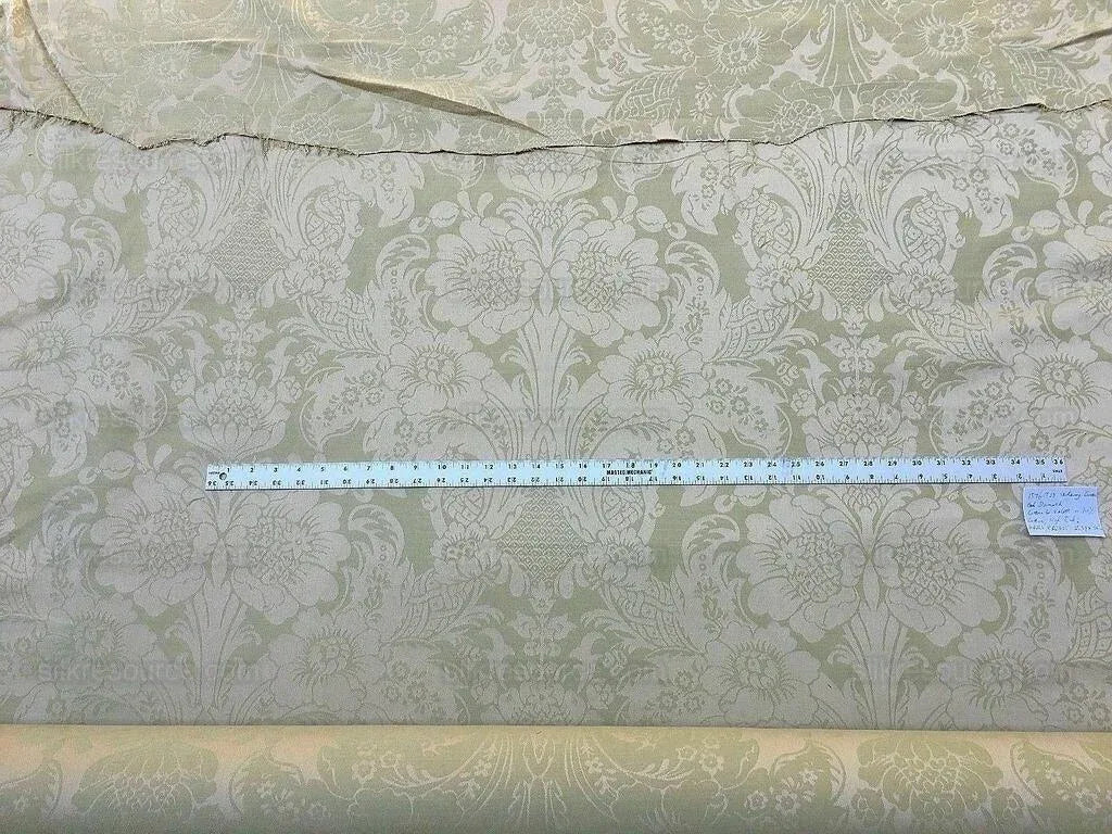 By YARD High End Celery Green Lt. Pistachio Beige Damask Cotton#1576