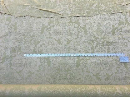 By YARD High End Celery Green Lt. Pistachio Beige Damask Cotton#1576