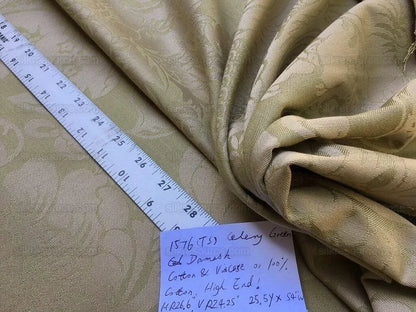 By YARD High End Celery Green Lt. Pistachio Beige Damask Cotton#1576