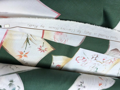 by yard Clarence House Japonerie Hand Print Four Seasons Fruit Vegetables Botanical Asian Painting Fine Art Multi on Deep Green MSRP USD 280/y