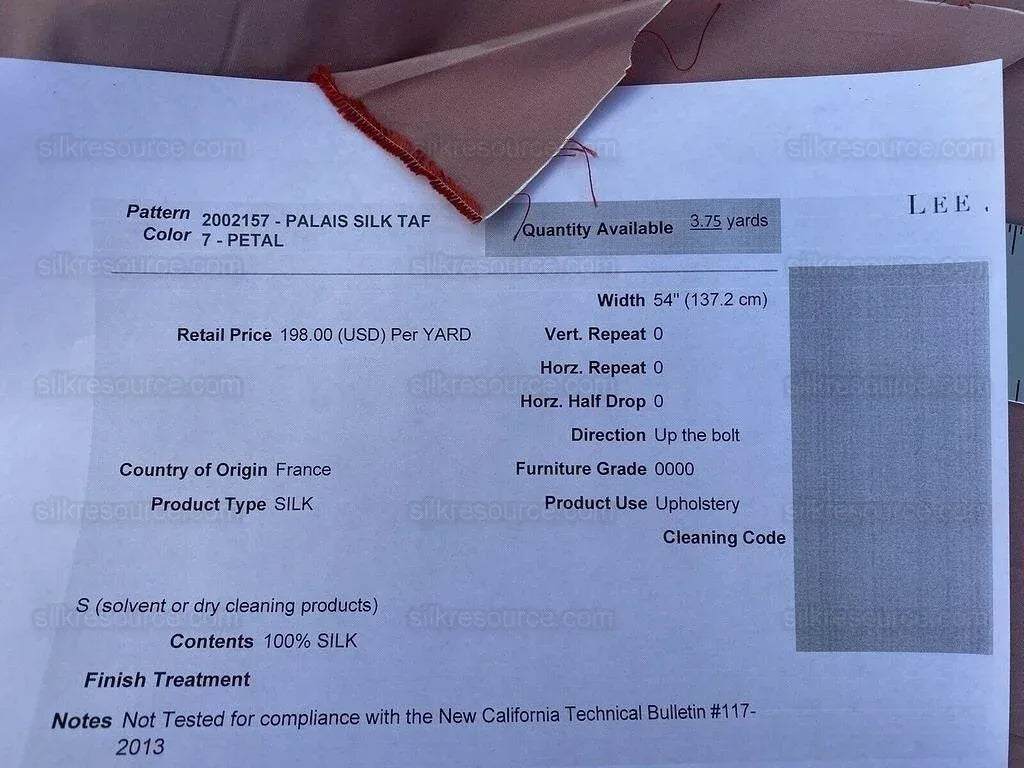 By Yard Lee Jofa Palais 100% Silk Taffeta Petal Pink Fr France $199/y