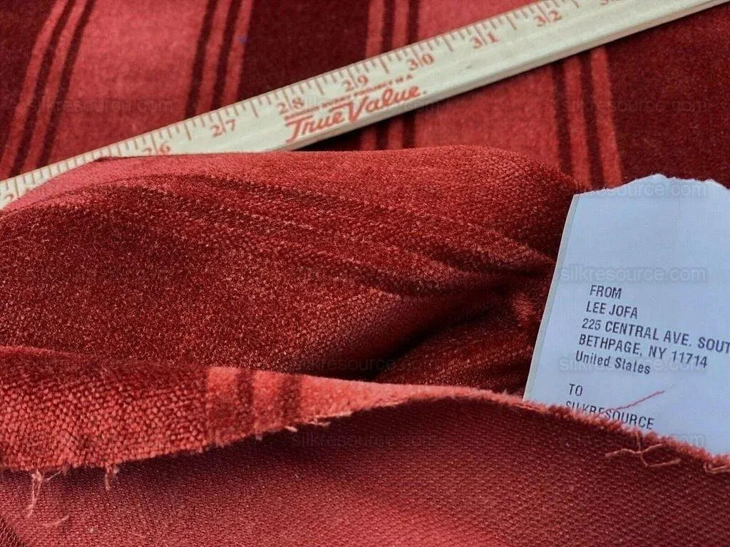 ***sold Out***lee Jofa Westminster Stripe Mohair Silk Velvet Garnet Red Heavy MSRP USD 348/Y