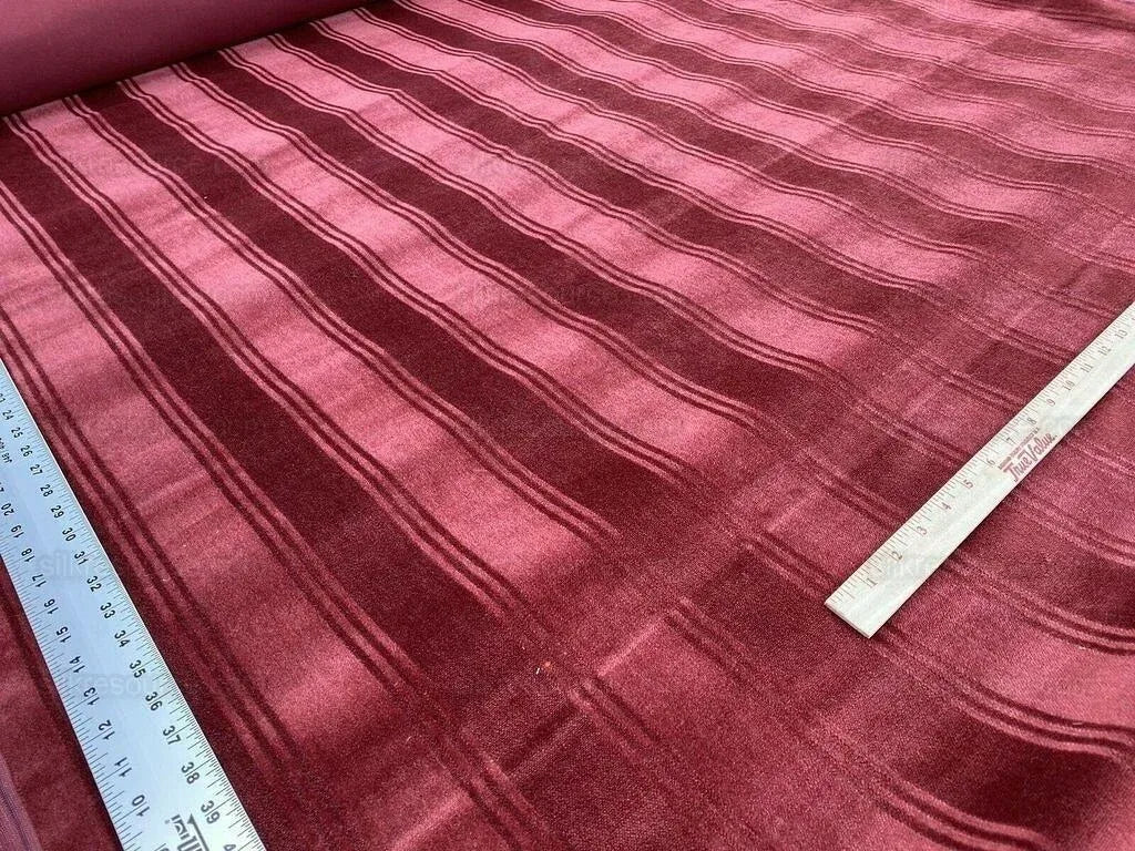 ***sold Out***lee Jofa Westminster Stripe Mohair Silk Velvet Garnet Red Heavy MSRP USD 348/Y