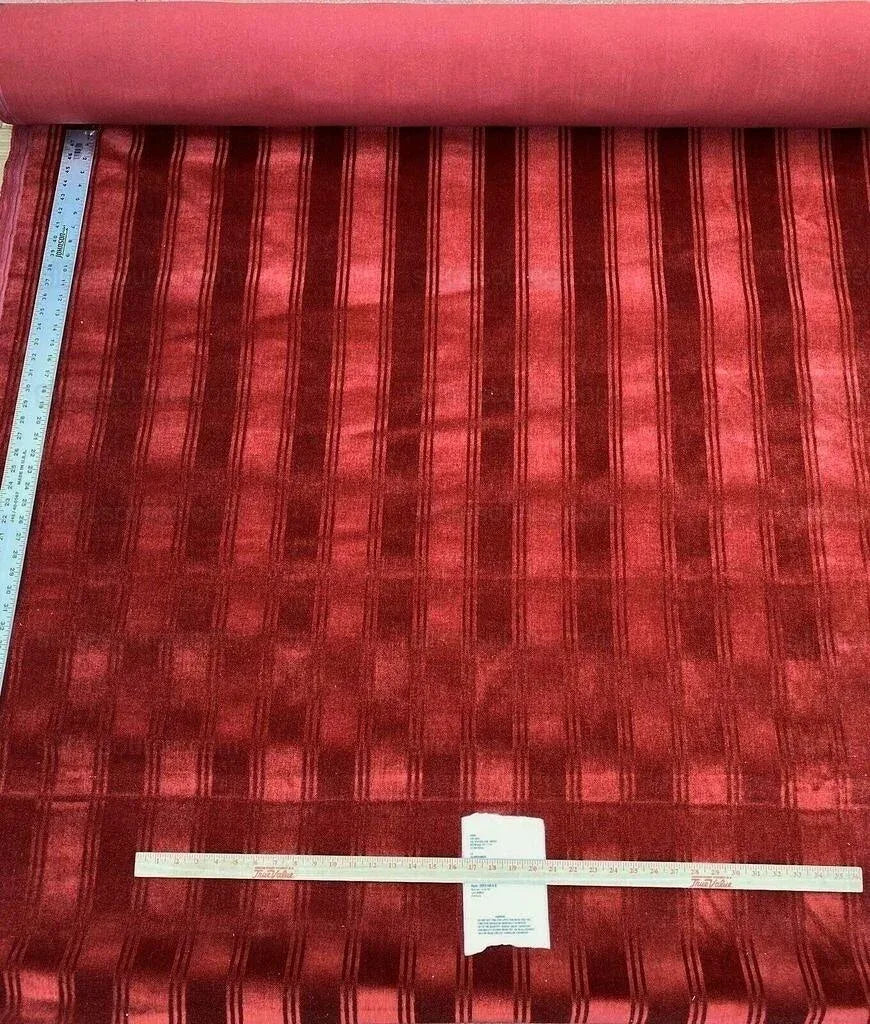 ***sold Out***lee Jofa Westminster Stripe Mohair Silk Velvet Garnet Red Heavy MSRP USD 348/Y