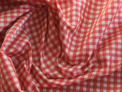Scalamandre "Dorine" 100%Silk Red And White Minicheck GINGHAM