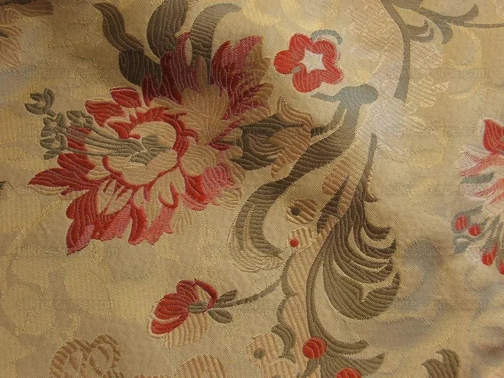 Scalamandre 100%Silk Lampas Louis XV Red Gold BTY