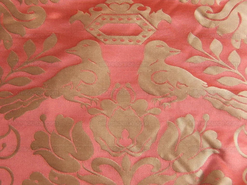 Scalamandre 100%Silk Love Bird Rose Pink MELON Red MSRP$484