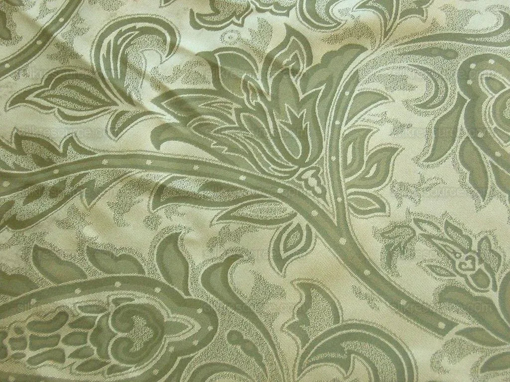 100%Silk Damask Paisley Damask Sage Silver