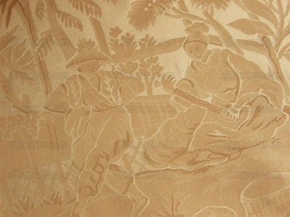 100%Silk Damask Oriental Toile Lite Gold