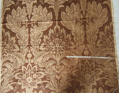 By Yard Brunschwig & Fils Lorenzo Rubelli Silk Damask Renaissance Chocolate Brown Gold