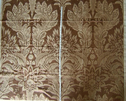 By Yard Brunschwig & Fils Lorenzo Rubelli Silk Damask Renaissance Chocolate Brown Gold