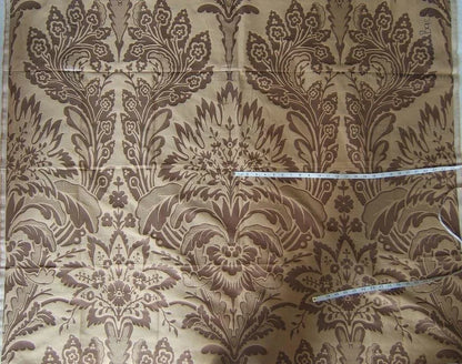 By Yard Brunschwig & Fils Lorenzo Rubelli Silk Damask Renaissance Chocolate Brown Gold