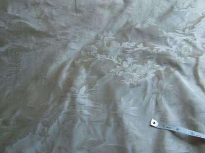 100%silk Chinoisery Music Garden Toile "pearl" Pearly White Superb Quality