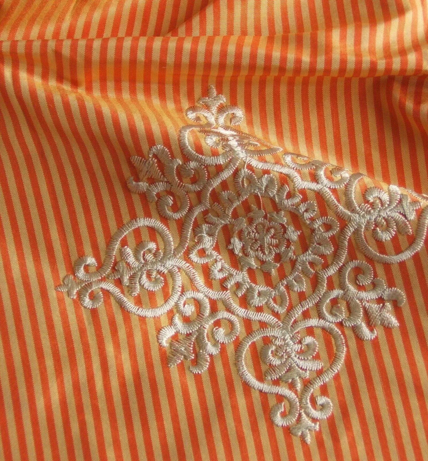 HIGHLAND COURT 100%Silk Taffeta Embroidery Orange Saffron