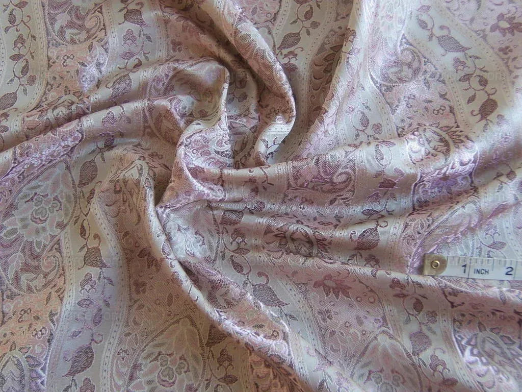BARANZELLI 100% Silk Damask Paisley Lavender & Silver BTY
