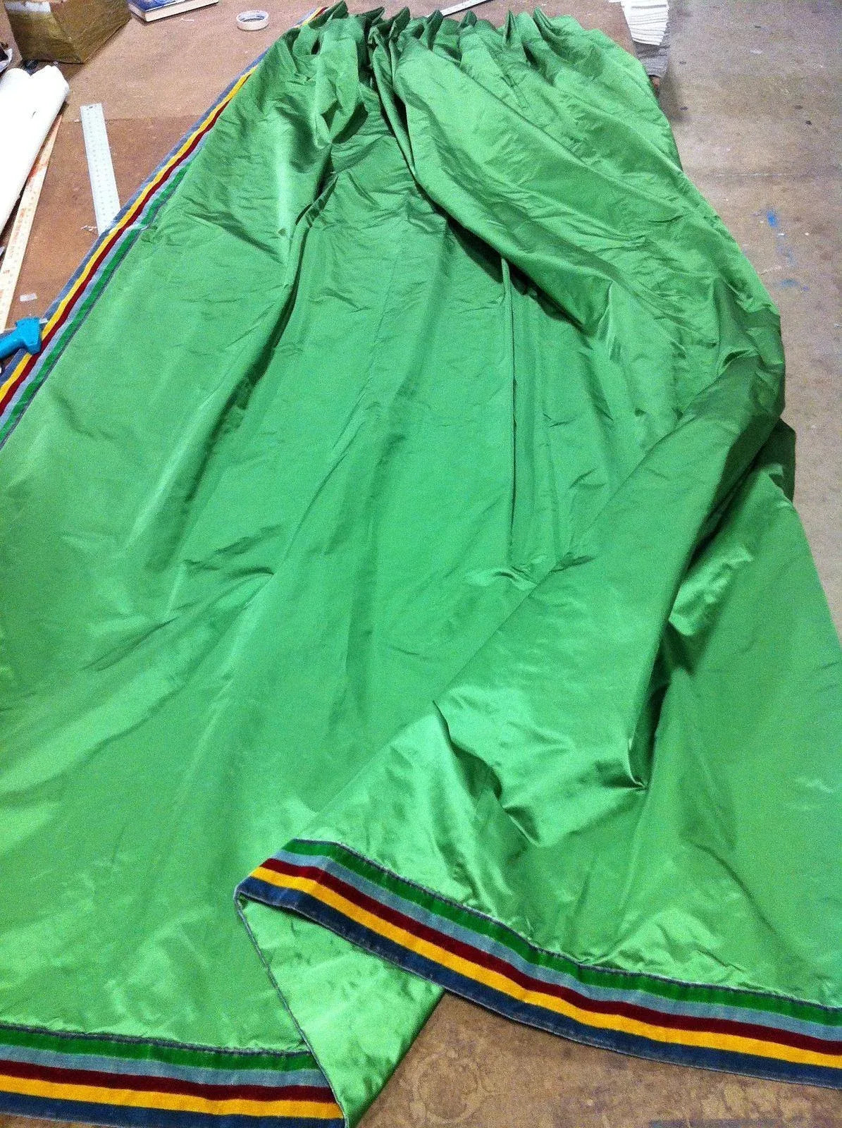 Lee Jofa Stunning Drapery Pair Jewel Green Satin 100"Lx30"wide MSRP$5000+