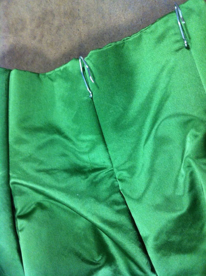 Lee Jofa Stunning Drapery Pair Jewel Green Satin 100"Lx30"wide MSRP$5000+