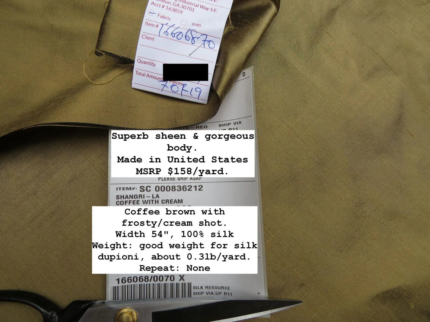 Bty Scalamandre Shangri-la 100% Silk Dupioni Coffee With Cream Brn MSRP USD 158