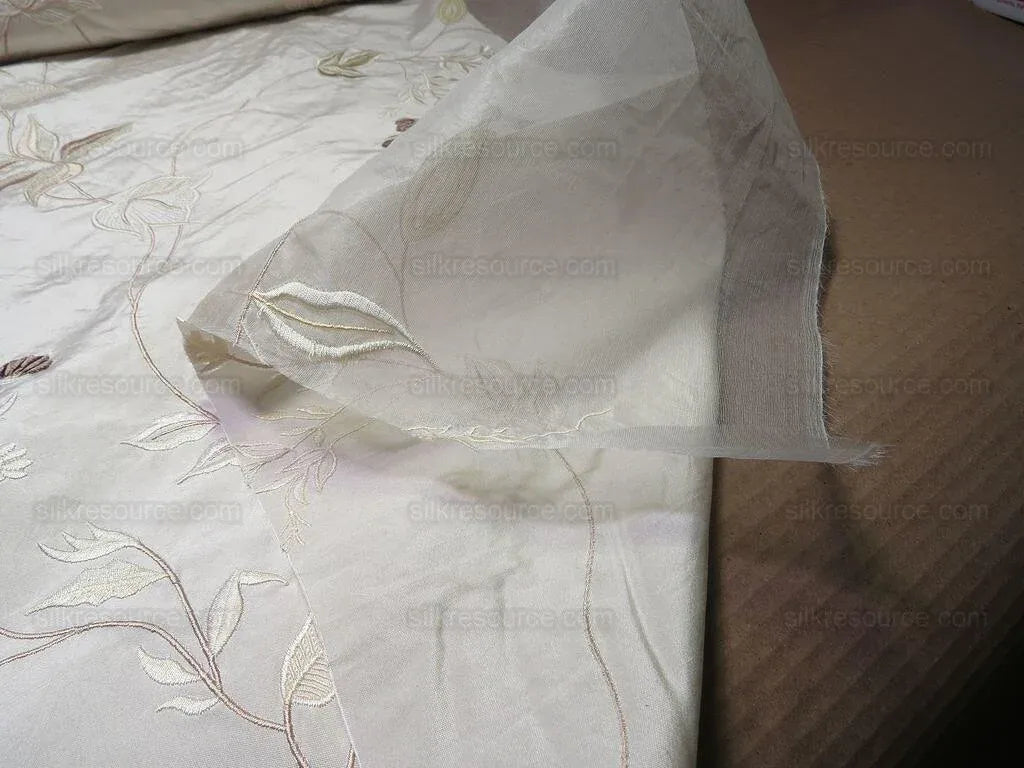 Scalamandre Parvati Silk Organza Sheer Embroidery Floral Dress - Moonlight Wedding Gown