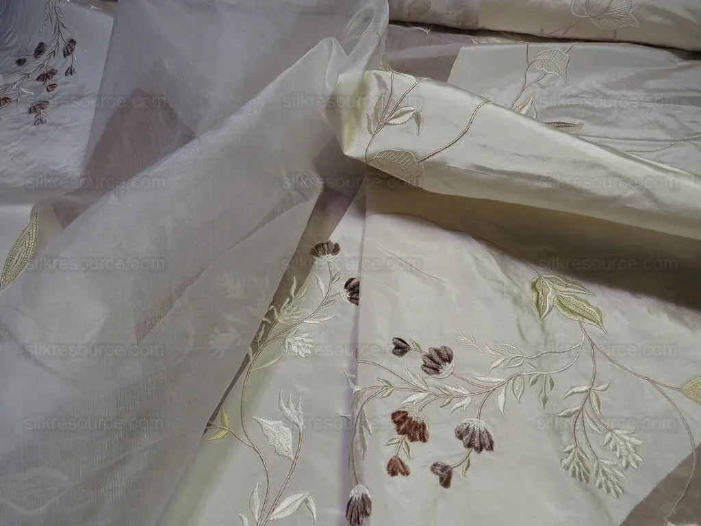 Scalamandre Parvati Silk Organza Sheer Embroidery Floral Dress - Moonlight Wedding Gown