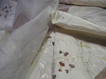 Scalamandre Parvati Silk Organza Sheer Embroidery Floral Dress - Moonlight Wedding Gown