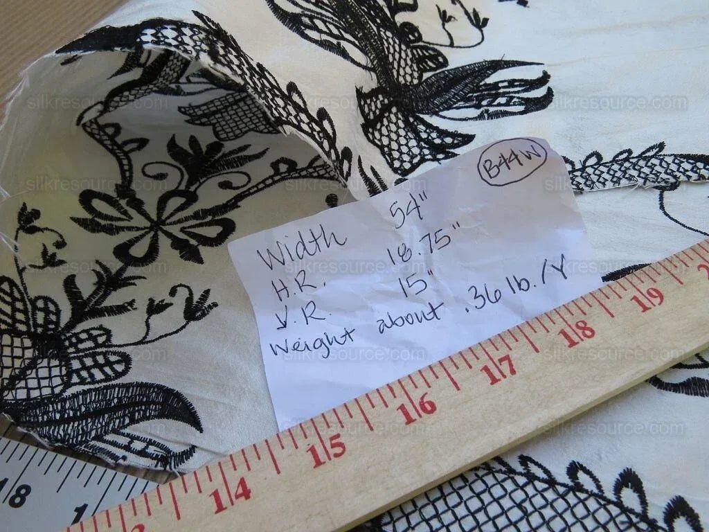 4yd Sabrina Dress 100% Silk Embroidery Black N White MSRP USD 200+