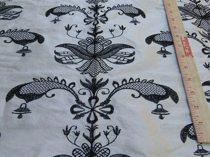 4yd Sabrina Dress 100% Silk Embroidery Black N White MSRP USD 200+