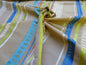 BTY SCALAMANDRE JAZZY STRIPE SILK BLUE ORANGE LIME TAUPE RP$170Y