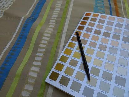 Bty Scalamandre Jazzy Stripe Blue Straw On Taupe Aqua Orange Lime Green Taupe Silk Linen MSRP USD212/yard