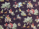 By yard Scalamandre Shah Jahan Chocolate Brown Lion Elephant Monkey Deer Rabbit Print Hunting India  Mughal Emperor MSRP USD 332Y