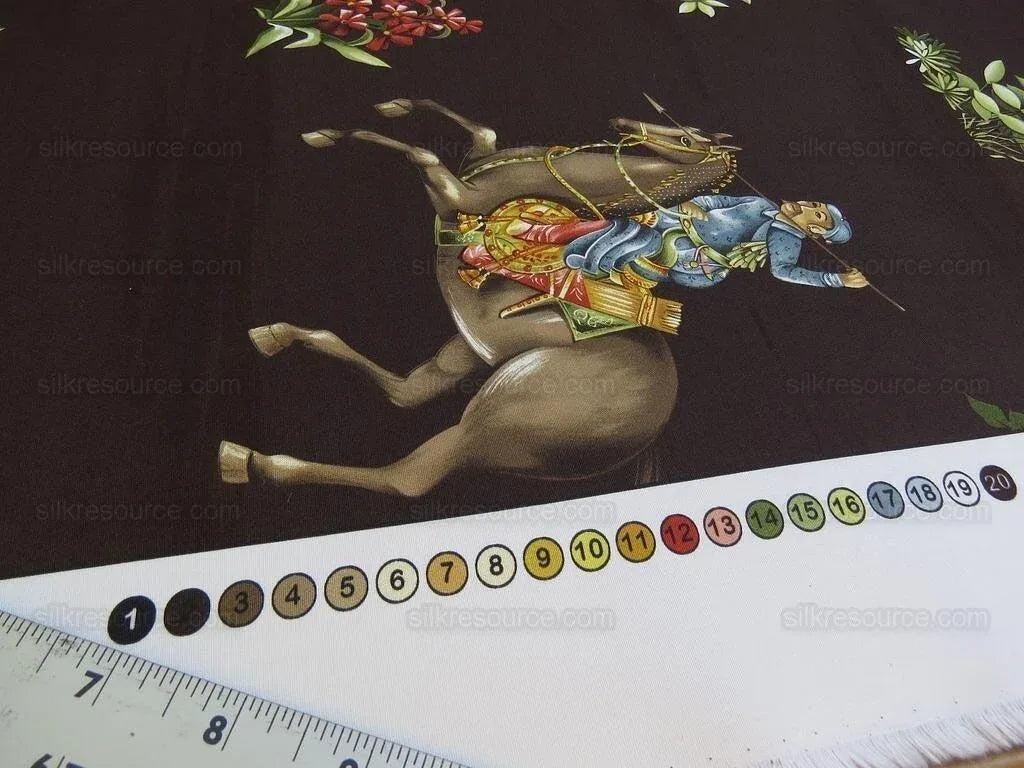 By yard Scalamandre Shah Jahan Chocolate Brown Lion Elephant Monkey Print Hunting India  Mughal Emperor MSRP USD 332Y