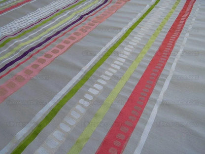 1y Scalamandre Jazzy Stripe Silk Rose/cream Pink Red Green Lime On Taupe Grey MSRP USD 212