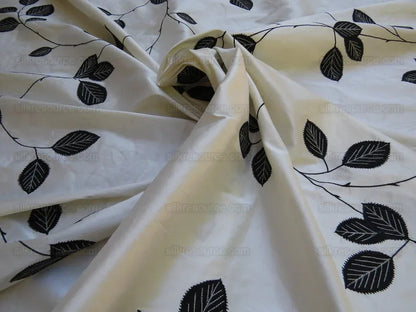 1.2y Scalamandre Hayworth Silk Crewel Bk/wht Embroidery Rp$104